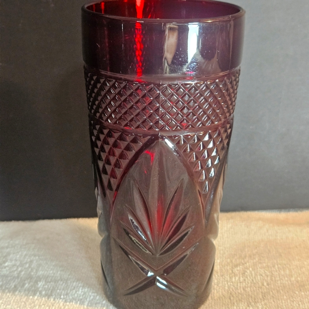 Vintage Luminarc Cristal D'Arques Durand Ruby Red Glass 6" Tumbler - France